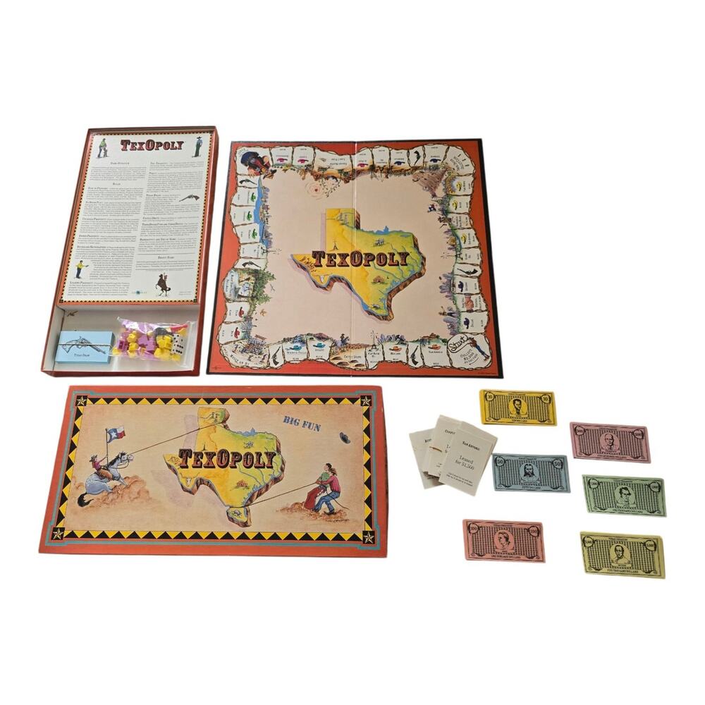 Vintage Texopoly Board Game Global Games USA Complete Open Box 1995